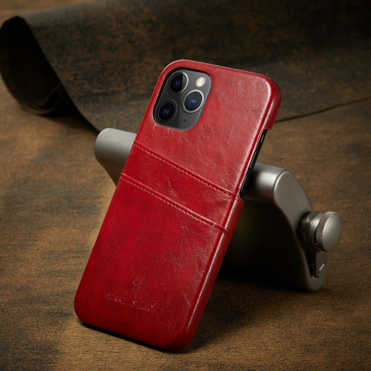 For iPhone 12 Pro Max Fierre Shann Retro Oil Wax Texture PU Leather Case with Card Slots