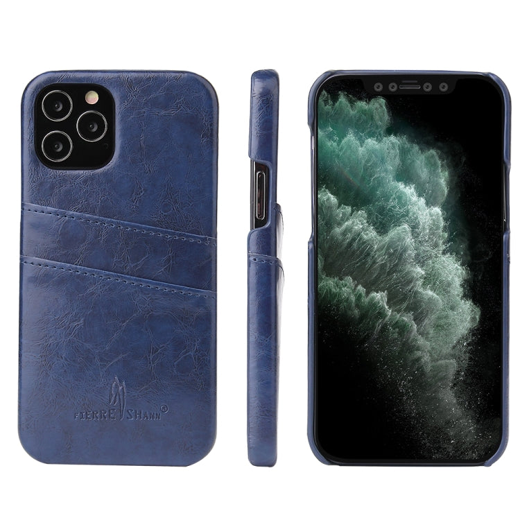 For iPhone 12 Pro Max Fierre Shann Retro Oil Wax Texture PU Leather Case with Card Slots