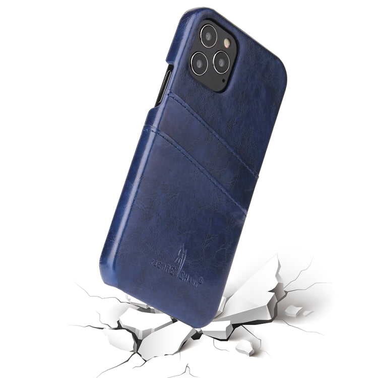For iPhone 12 Pro Max Fierre Shann Retro Oil Wax Texture PU Leather Case with Card Slots