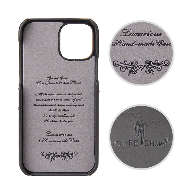 For iPhone 12 Pro Max Fierre Shann Retro Oil Wax Texture PU Leather Case with Card Slots