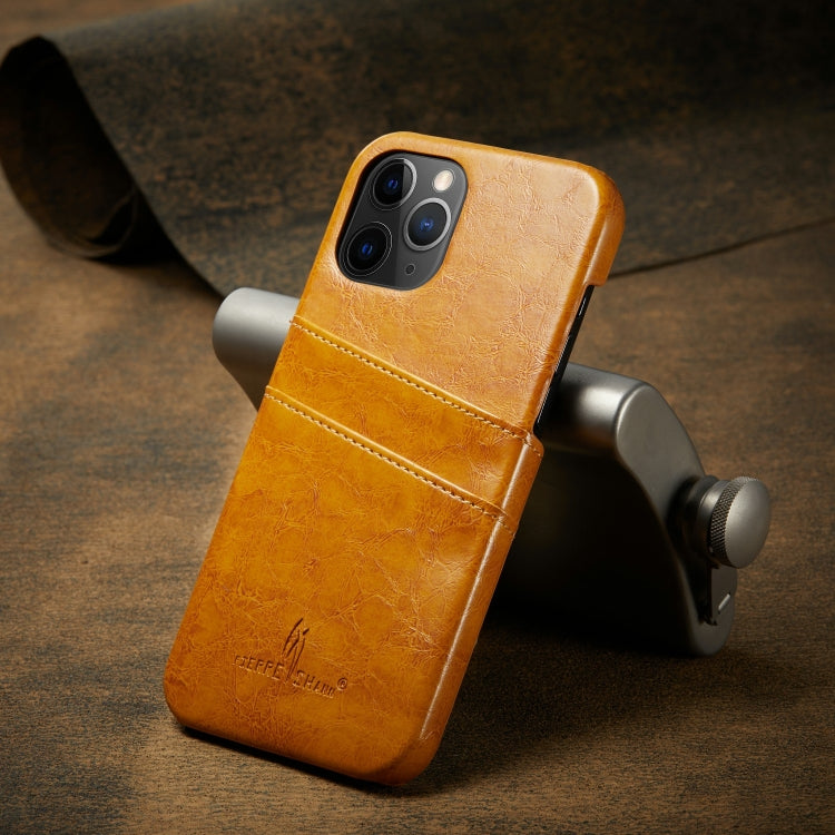 For iPhone 12 Pro Max Fierre Shann Retro Oil Wax Texture PU Leather Case with Card Slots