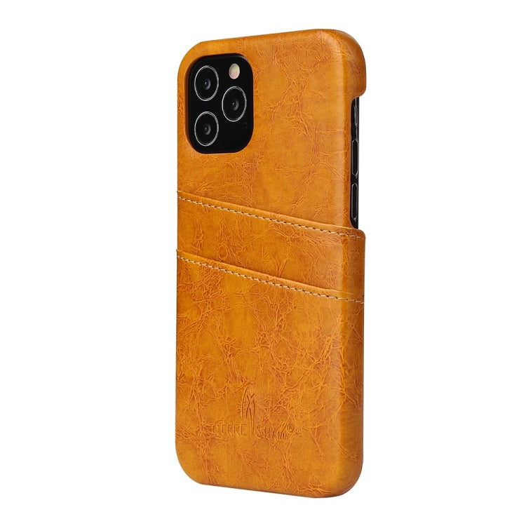 For iPhone 12 Pro Max Fierre Shann Retro Oil Wax Texture PU Leather Case with Card Slots