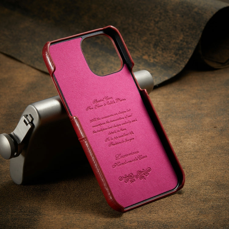 For iPhone 12 / 12 Pro Fierre Shann Retro Oil Wax Texture PU Leather Case with Card Slots