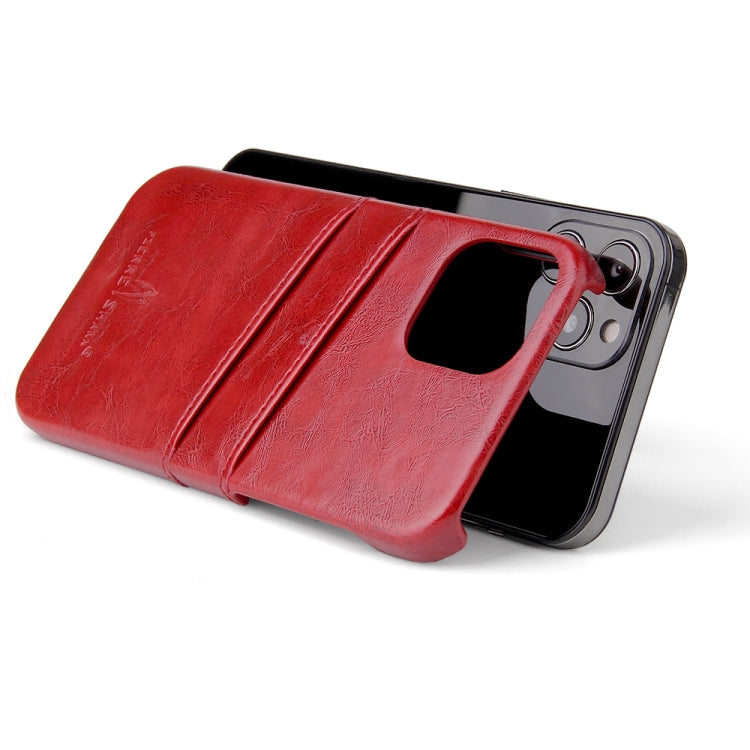For iPhone 12 / 12 Pro Fierre Shann Retro Oil Wax Texture PU Leather Case with Card Slots