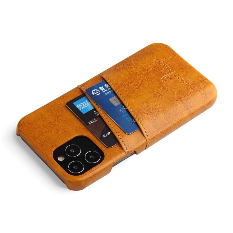 For iPhone 12 / 12 Pro Fierre Shann Retro Oil Wax Texture PU Leather Case with Card Slots
