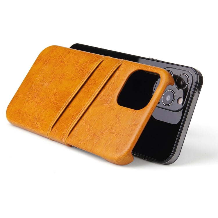 For iPhone 12 / 12 Pro Fierre Shann Retro Oil Wax Texture PU Leather Case with Card Slots