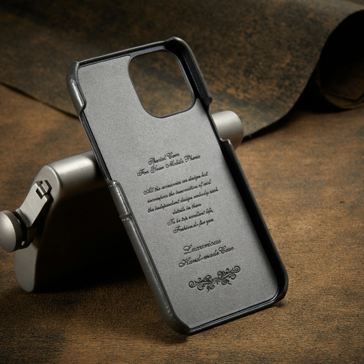 For iPhone 12 mini Fierre Shann Retro Oil Wax Texture PU Leather Case with Card Slots