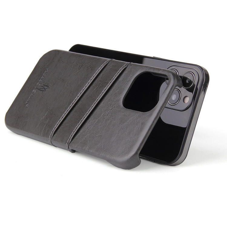 For iPhone 12 mini Fierre Shann Retro Oil Wax Texture PU Leather Case with Card Slots