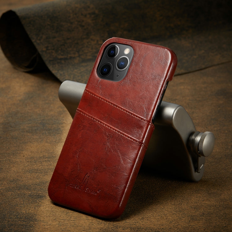 For iPhone 12 mini Fierre Shann Retro Oil Wax Texture PU Leather Case with Card Slots