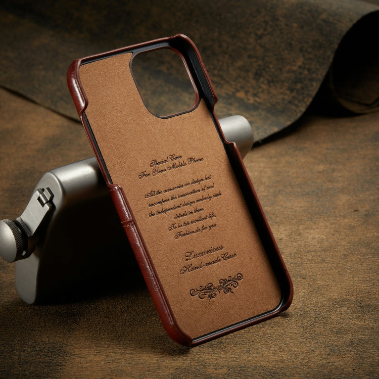 For iPhone 12 mini Fierre Shann Retro Oil Wax Texture PU Leather Case with Card Slots