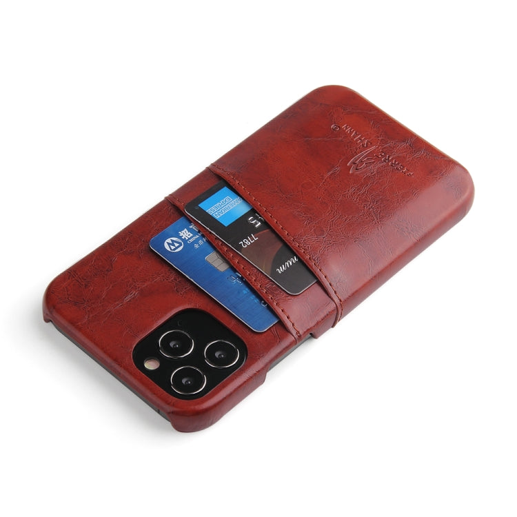 For iPhone 12 mini Fierre Shann Retro Oil Wax Texture PU Leather Case with Card Slots