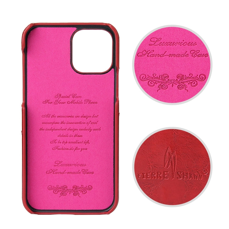 For iPhone 12 mini Fierre Shann Retro Oil Wax Texture PU Leather Case with Card Slots