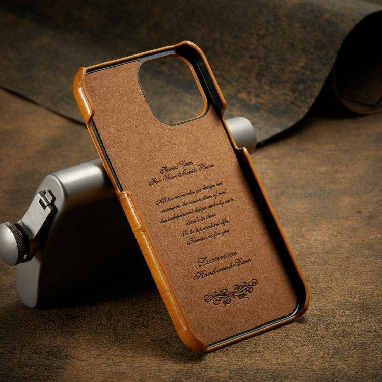 For iPhone 12 mini Fierre Shann Retro Oil Wax Texture PU Leather Case with Card Slots