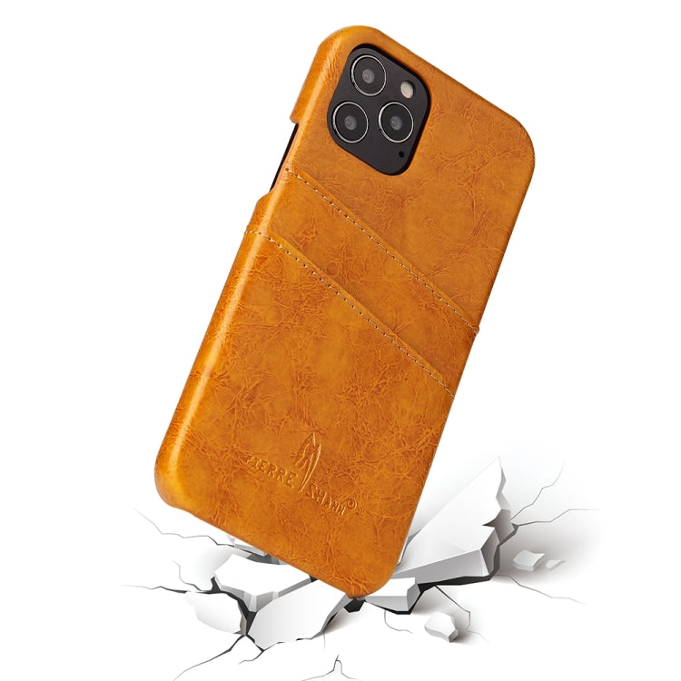 For iPhone 12 mini Fierre Shann Retro Oil Wax Texture PU Leather Case with Card Slots