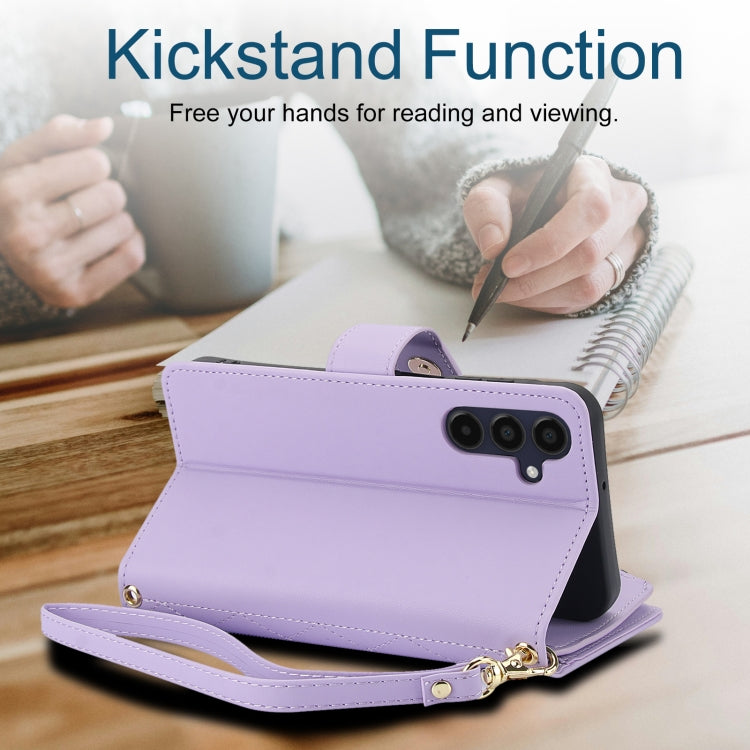 For Samsung Galaxy A15 4G / 5G YM016 Rhombic Zipper Card Wallet Leather Phone Case with Lanyard