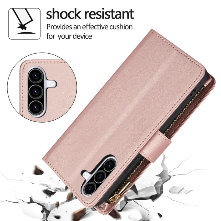 For Samsung Galaxy A56 5G YM016 Rhombic Zipper Card Wallet Leather Phone Case with Lanyard
