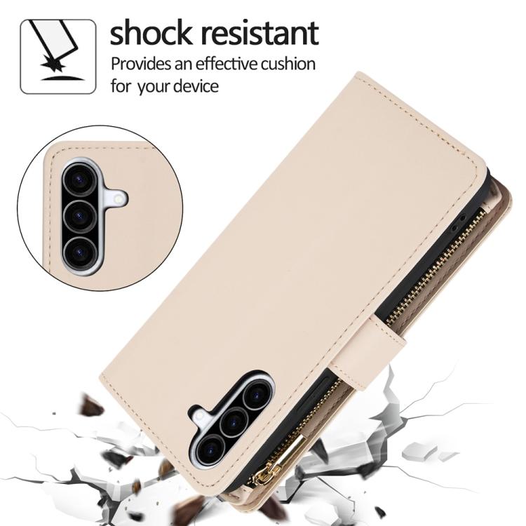 For Samsung Galaxy A36 5G YM016 Rhombic Zipper Card Wallet Leather Phone Case with Lanyard
