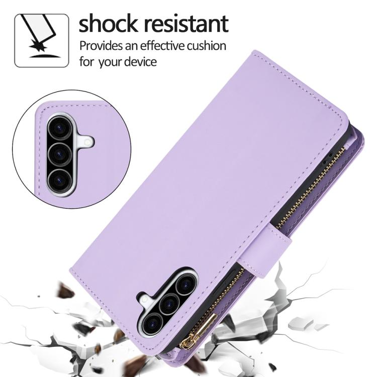 For Samsung Galaxy A36 5G YM016 Rhombic Zipper Card Wallet Leather Phone Case with Lanyard
