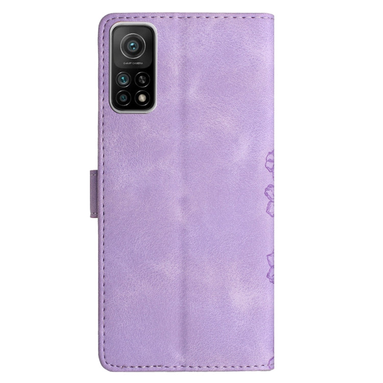For Xiaomi Mi 10T 5G / 10T Pro 5G Cherry Blossom Butterfly Skin Feel Embossed PU Phone Case