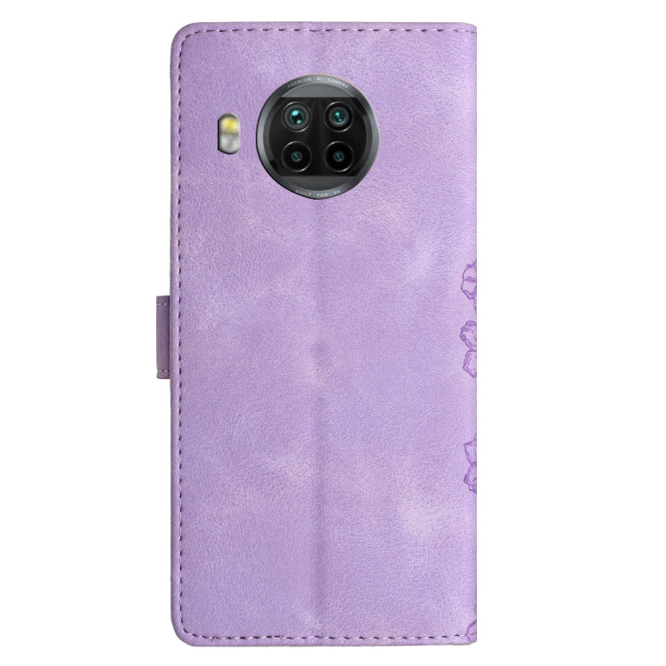 For Xiaomi Mi 10T Lite 5G Cherry Blossom Butterfly Skin Feel Embossed PU Phone Case