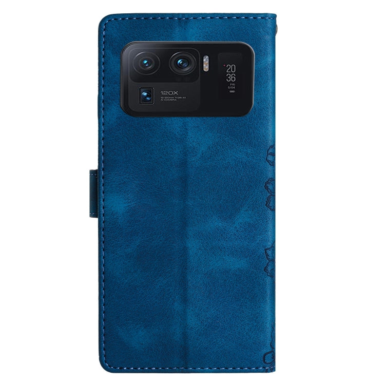 For Xiaomi Mi 11 Ultra Cherry Blossom Butterfly Skin Feel Embossed PU Phone Case