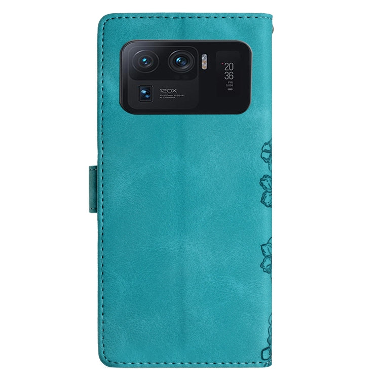 For Xiaomi Mi 11 Ultra Cherry Blossom Butterfly Skin Feel Embossed PU Phone Case