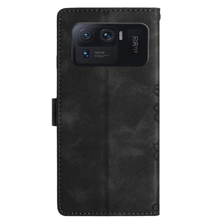 For Xiaomi Mi 11 Ultra Cherry Blossom Butterfly Skin Feel Embossed PU Phone Case