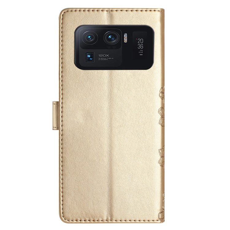 For Xiaomi Mi 11 Ultra Cherry Blossom Butterfly Skin Feel Embossed PU Phone Case