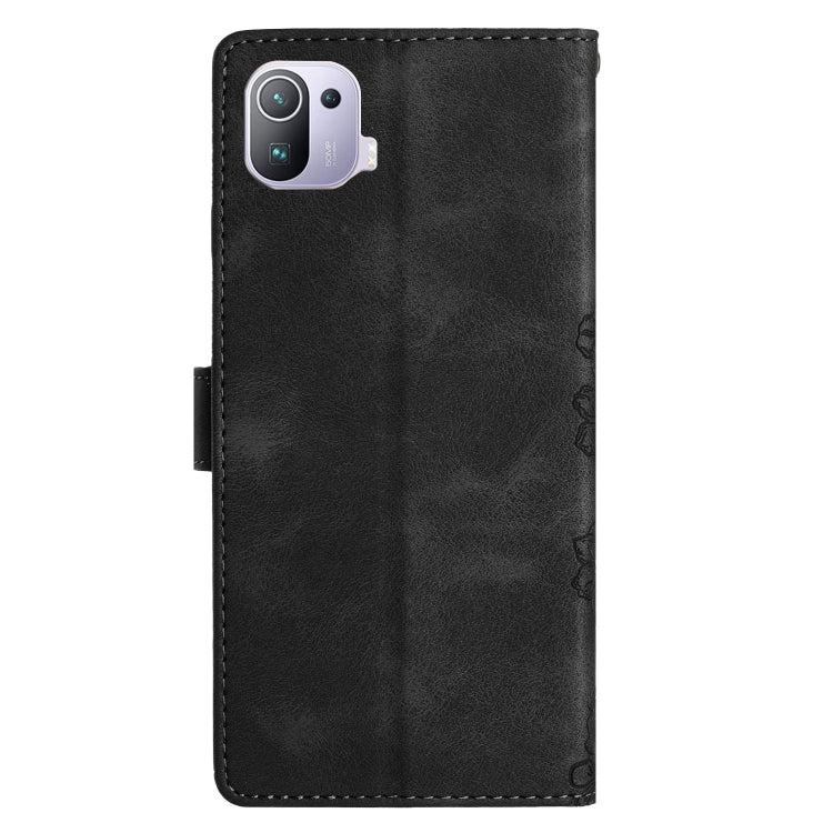 For Xiaomi Mi 11 Pro Cherry Blossom Butterfly Skin Feel Embossed PU Phone Case