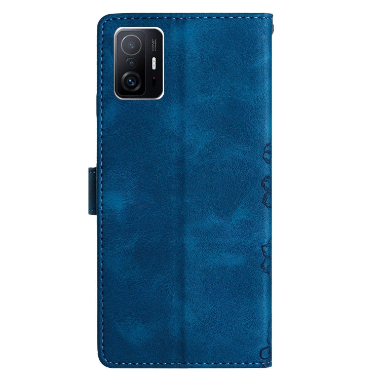For Xiaomi 11T / 11T Pro Cherry Blossom Butterfly Skin Feel Embossed PU Phone Case