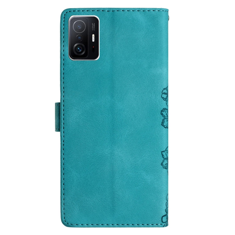 For Xiaomi 11T / 11T Pro Cherry Blossom Butterfly Skin Feel Embossed PU Phone Case