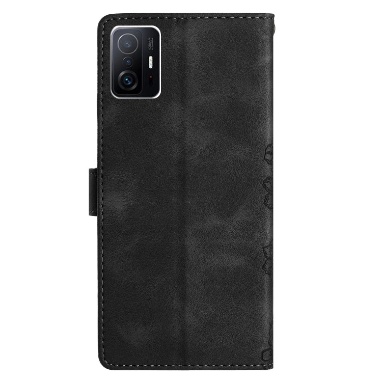 For Xiaomi 11T / 11T Pro Cherry Blossom Butterfly Skin Feel Embossed PU Phone Case