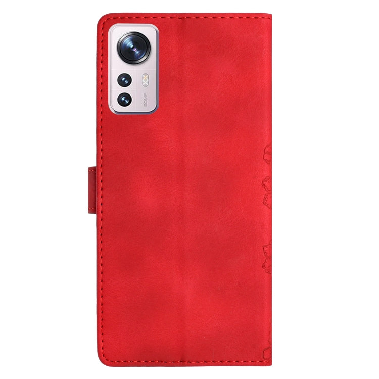 For Xiaomi 12 Lite Cherry Blossom Butterfly Skin Feel Embossed PU Phone Case