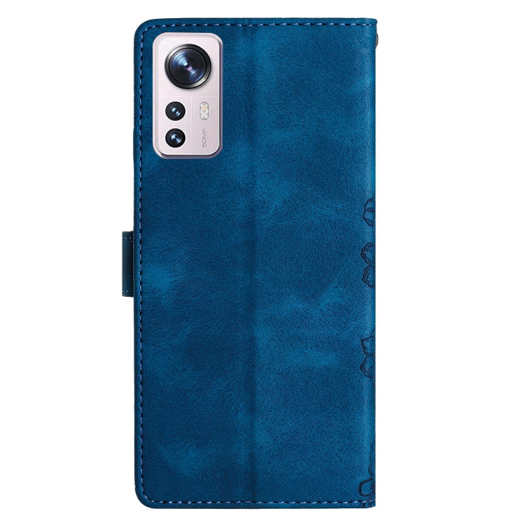 For Xiaomi 12 Lite Cherry Blossom Butterfly Skin Feel Embossed PU Phone Case