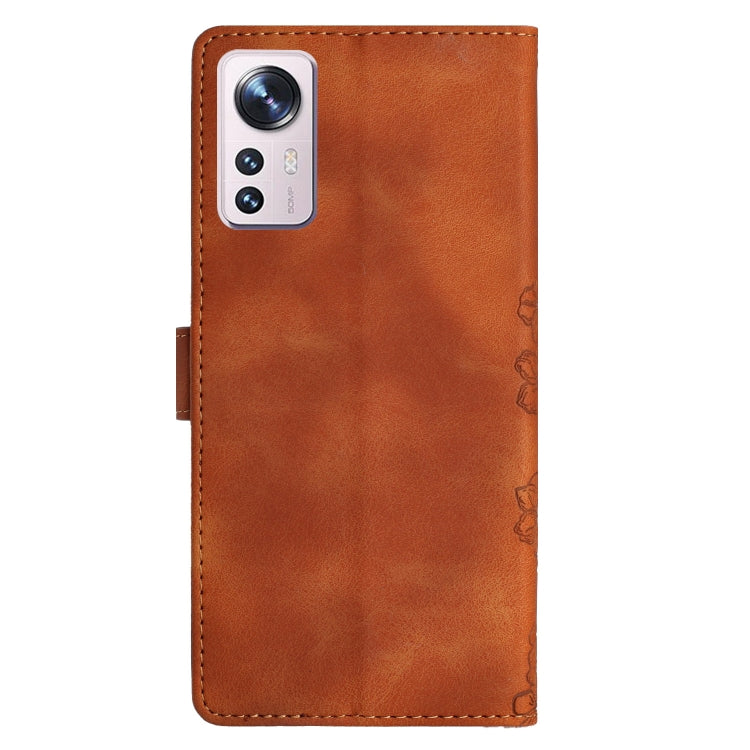 For Xiaomi 12 Lite Cherry Blossom Butterfly Skin Feel Embossed PU Phone Case