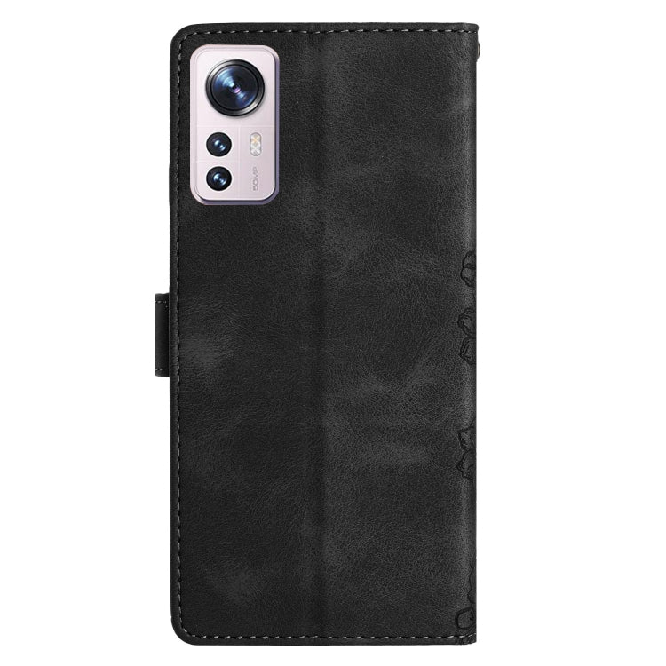 For Xiaomi 12 Lite Cherry Blossom Butterfly Skin Feel Embossed PU Phone Case