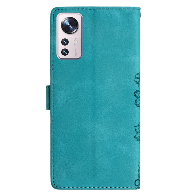 For Xiaomi 12 Pro Cherry Blossom Butterfly Skin Feel Embossed PU Phone Case