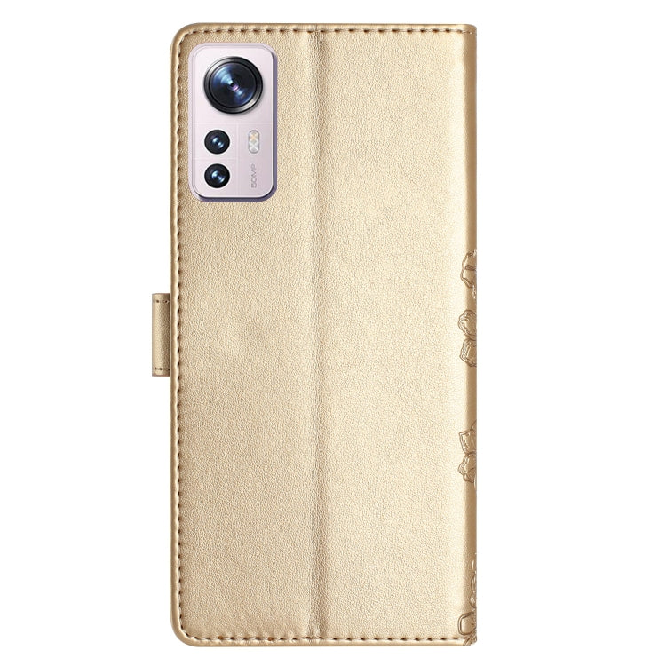 For Xiaomi 12 Pro Cherry Blossom Butterfly Skin Feel Embossed PU Phone Case