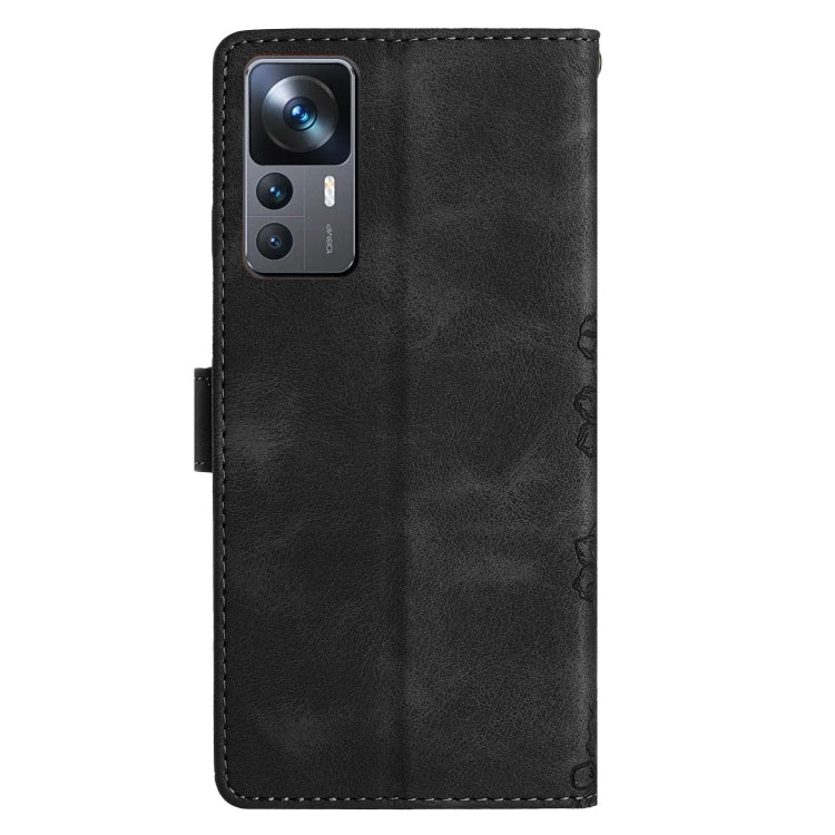For Xiaomi 12T / 12T Pro Cherry Blossom Butterfly Skin Feel Embossed PU Phone Case