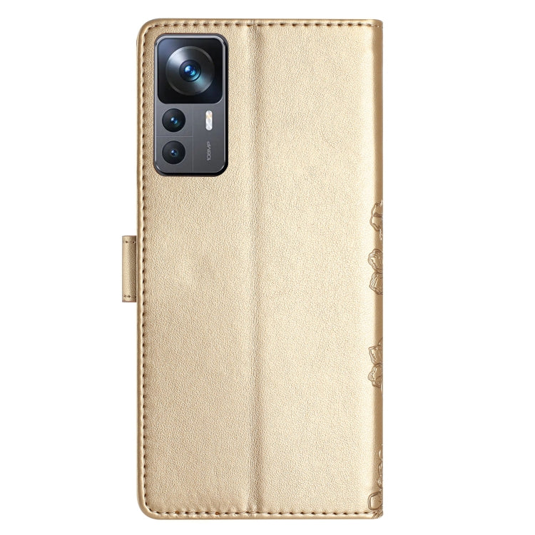 For Xiaomi 12T / 12T Pro Cherry Blossom Butterfly Skin Feel Embossed PU Phone Case