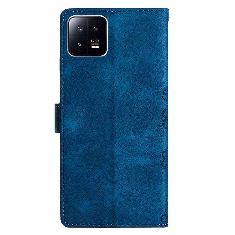 For Xiaomi 13 Cherry Blossom Butterfly Skin Feel Embossed PU Phone Case
