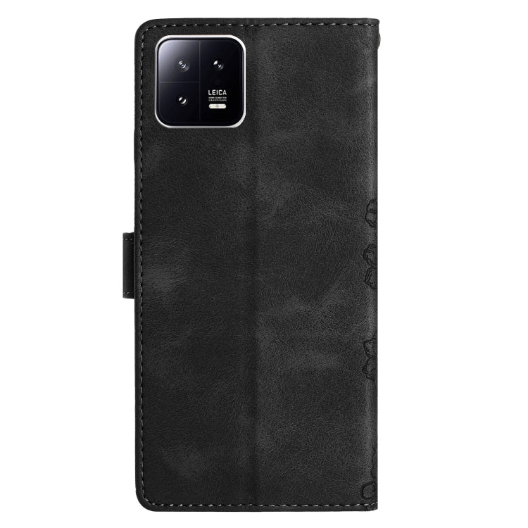 For Xiaomi 13 Cherry Blossom Butterfly Skin Feel Embossed PU Phone Case