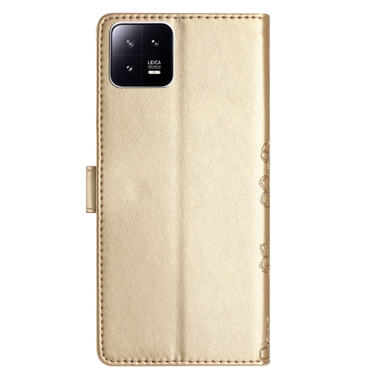 For Xiaomi 13 Cherry Blossom Butterfly Skin Feel Embossed PU Phone Case