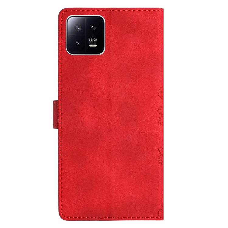 For Xiaomi 13 Pro Cherry Blossom Butterfly Skin Feel Embossed PU Phone Case