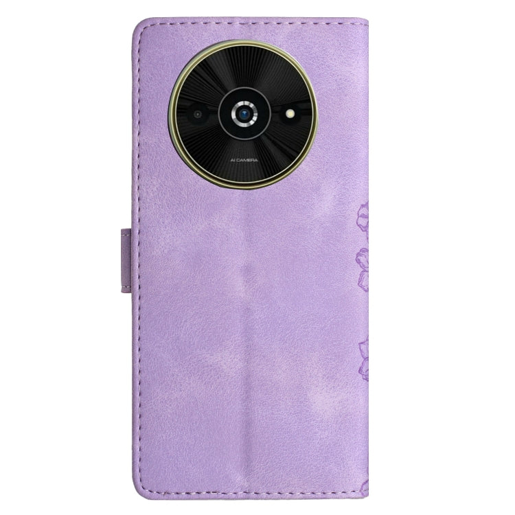 For Xiaomi Poco C61 Cherry Blossom Butterfly Skin Feel Embossed PU Phone Case