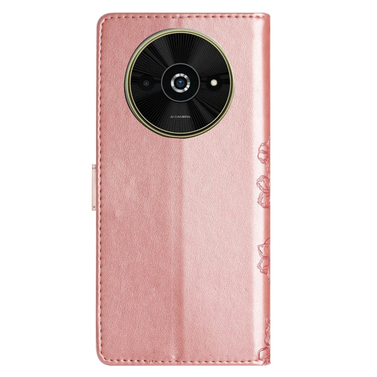 For Xiaomi Poco C61 Cherry Blossom Butterfly Skin Feel Embossed PU Phone Case