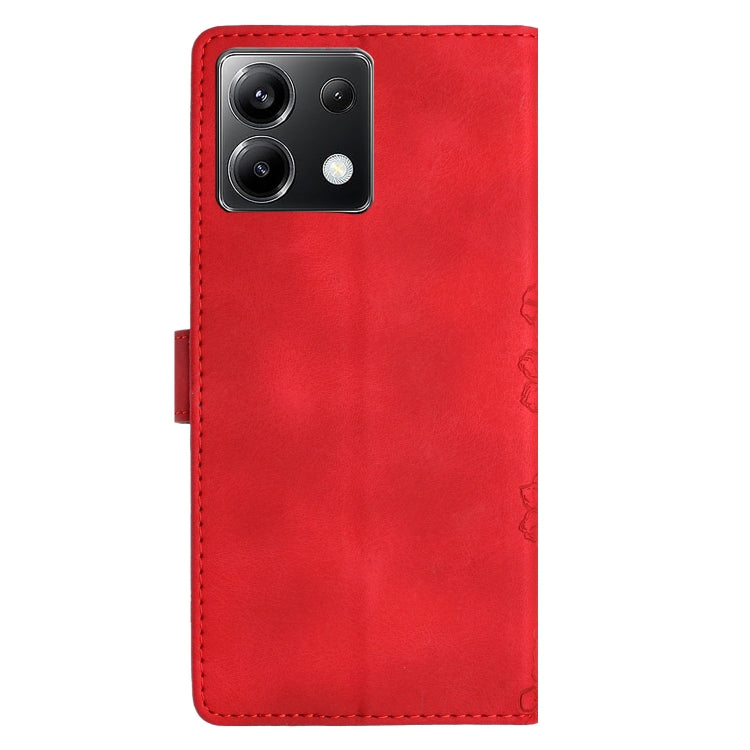 For Xiaomi Poco X6 Cherry Blossom Butterfly Skin Feel Embossed PU Phone Case