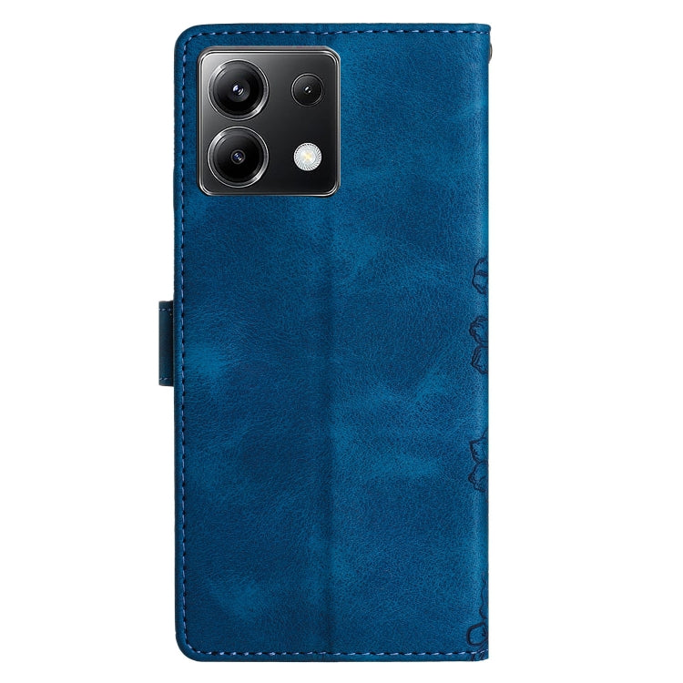 For Xiaomi Poco X6 Cherry Blossom Butterfly Skin Feel Embossed PU Phone Case