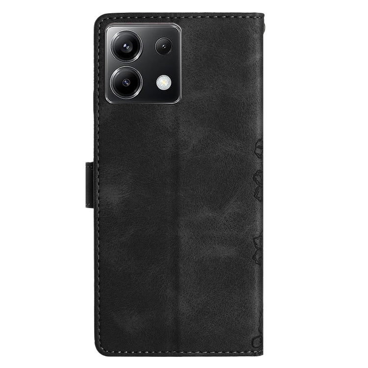For Xiaomi Poco X6 Cherry Blossom Butterfly Skin Feel Embossed PU Phone Case