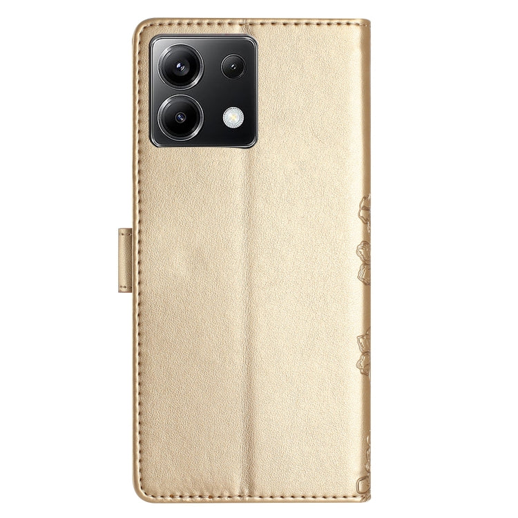 For Xiaomi Poco X6 Cherry Blossom Butterfly Skin Feel Embossed PU Phone Case